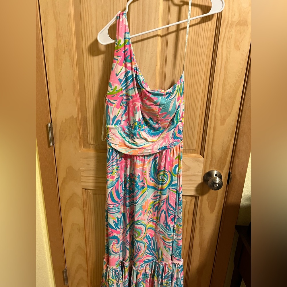 Lily Pulitzer one shoulder maxi dress